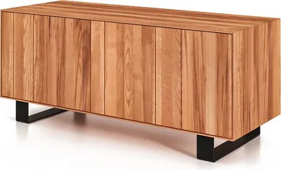 Produktbild von Kommode Leeds Kernbuche massiv 132x50x56 Metallfußgestell Schwarz mit 2 Türen