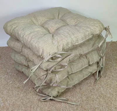 Produktbild von Set 4 x Stuhlkissen/Sitzkissen Lara 38 x 38 cm Dicke 8 cm, Fb. Colore Grigio tenue (Soft grau) mit Schleifen