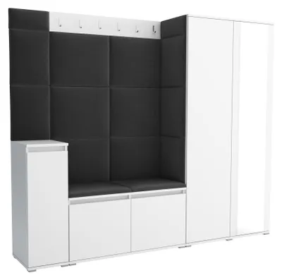 Produktbild von Garderobe LUTON 8 WHITE 16 - Farbe: weiß, moderne Garderobe 40x220x186 cm, funktionelle Lösung für den Flur, Garderobe, Möbel für den Flur,