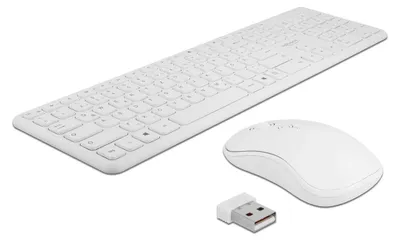 Productafbeelding van Delock USB toetsenbord en muis set, 2,4 GHz, draadloos, wit