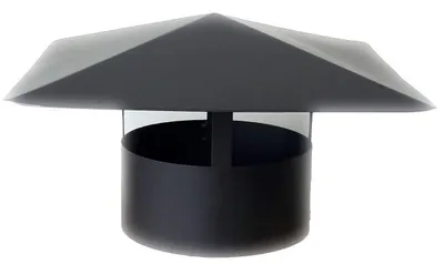 Produktbild von Chinesischer Schornsteinaufsatz – Premium-Ausführung – Durchmesser 120 mm – Innengewinde für schwarzes Rohr – Schwarz