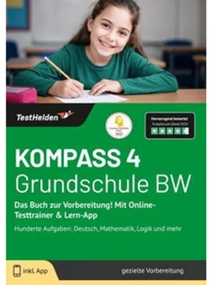 Produktbild von KOMPASS 4 Grundschule BW: Das Buch zur Vorbereitung! Mit Online-Testtrainer & Lern-App - Hunderte Aufgaben: Deutsch, Mathematik, Logik und mehr