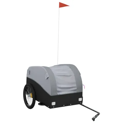 Image de vidaXL Remorque vélo noir et gris 45 kg Fer
