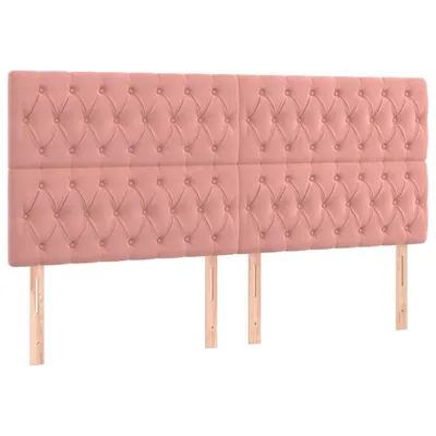 Image de Tête de lit Rose 200x7x118/128 cm Velours