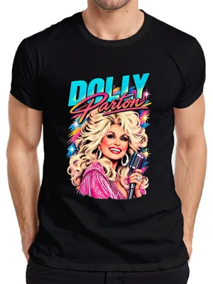 Produktbild von Dolly Parton Country Musik Legende Sängerin Retro Nashville Ikone Herren T-Shirt, Schwarz, S