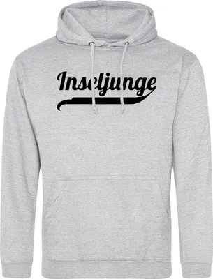Produktbild von Huuraa Uni Hoodie Inseljunge Schriftzug XL Heather Grey Vegan Sweatshirt Geschenkidee