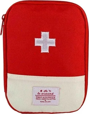 Obrázek produktu pro Organizér lékárničky červený, uzavíratelný na zip, 4 přihrádky, rozměry 18x14x1.5 cm