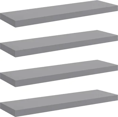 Image de vidaXL Étagères flottantes 4 pcs. Gris 80x23,5x3,8 cm MDF