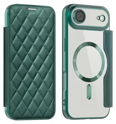 Produktbild von Für Apple iPhone 17 Air 360 Grad Full Body Magsafe RFID Anti Datenklau Kunst Leder Hülle Tasche Grün