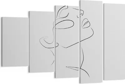 Produktbild von Bild auf Leinwand - Leinwandbild - 5 Teile - Stück Linear Gesicht - 150x100cm - Wand Bild - Wanddeko - Wandbilder - Leinwanddruck - Bilder - Wanddekoration - Leinwand bilder - EG150x100-4823
