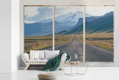 Produktbild von MuchoWow® Fototapete für Wohnzimmer oder Schlafzimmer Wandtapete Vinyl Motivtapete Aussicht - Straße - Berg - 360x240 cm - Vinyl-Tapete