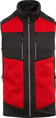 A studio shot of a red and black vest.