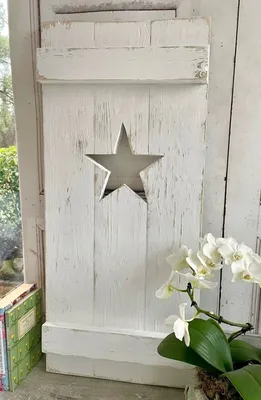 Produktbild von Landhaus Fensterladen Stern weiss, Shabby antique chic Handgefertigt