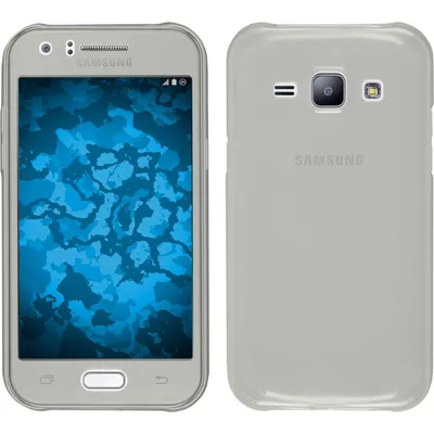 Produktbild von PhoneNatic Case kompatibel mit Samsung Galaxy J1 (2015 - J100) - grau Silikon Hülle 360° Fullbody + 2 Schutzfolien