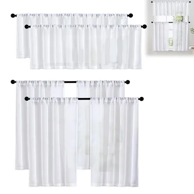 Kurze Vorhänge 4er-Set, weiß, 63,5x76/91,5 cm, durchscheinend