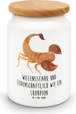 Produktbild von Mr. & Mrs. Panda gebäckdose Sternzeichen Skorpion - Weiß - Geschenk, Vorratsdose, Skorpione, Geburtstag Oktober, behälter, zuckerdose, Keksdose, Dose, November