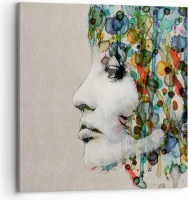 Produktbild von Bild auf Leinwand - Leinwandbild - Gesicht Frau - 70x70cm - Wand Bild - Wanddeko - Wandbilder - Leinwanddruck - Bilder - Kunstdruck - Wanddekoration - Leinwand bilder - Wandkunst - AC70x70-3533