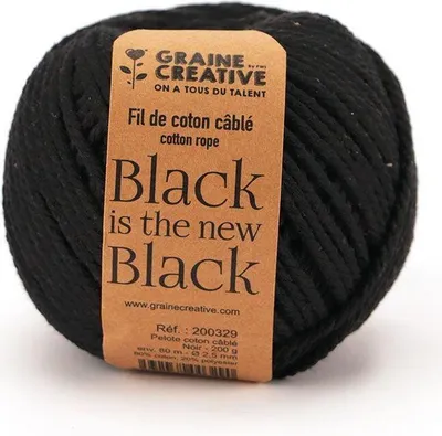 Obrázok produktu pre Macramé bavlna ø 2,5 mm x 80 m - čierna