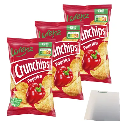Produktbild von Lorenz Chips Crunchips Paprika 3er Pack (3x150g Packung) + usy Block