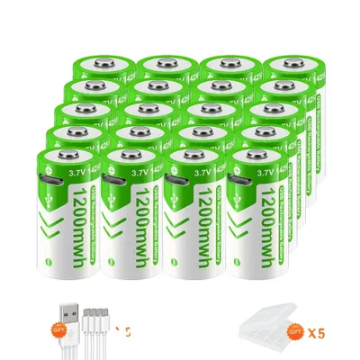 Produktbild von Wiederaufladbare Lithium-Batterien, 1200mWh Kapazität, USB Typ-C Aufladung, 20 Stück ER14250