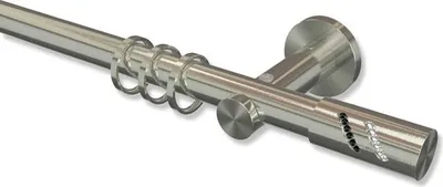 Produktbild von Interdeco Gardinenstange, Vorhangstange Edelstahl-Optik Modell Platon Zoena, 20 mm Ø 1-läufig, 140 cm