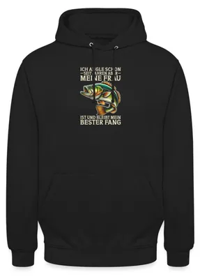 Produktbild von Spreadshirt Meine Frau Ist Mein Bester Fang Uni Hoodie, XL, Schwarz