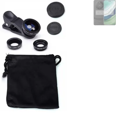 Produktbild von K-S-Trade Smartphone Kamera Linsen Set Kompatibel mit Huawei Mate 60 Pro+ 3in1 Clip-On Kamera Adapter Macro Weitwinkel FishEye Fischauge Objektiv