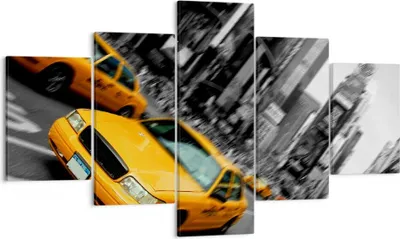 Produktbild von Bild auf Leinwand - Leinwandbild - Amerika taxi stadt - 125x70cm - Wand Bild - Wanddeko - Leinwanddruck - Bilder - Kunstdruck - Wanddekoration - Leinwand bilder - Wandkunst - EA125x70-2178