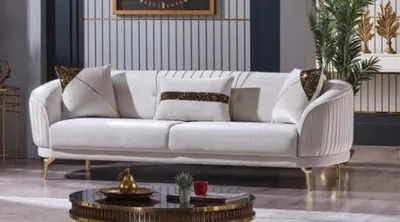 Produktbild von Luxus Wohnzimmergarnitur Moderne Edelstahlsofas Polstermöbel Dreisitzer
