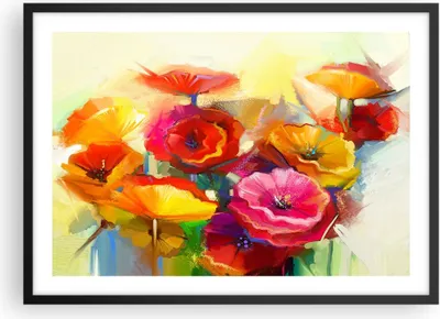 Produktbild von Gerahmtes Poster - Schwarzer Rahmen - Blumen Frühling Flora Garten - 70x50 cm - Wand Bild - Wanddeko - Wandbilder - Wandposter - Bilderrahmen - Bilder - Kunstdruck - Wandbild - P2BAA70x50-2877