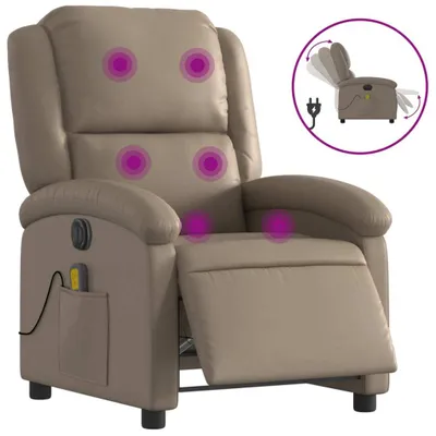 Image de Fauteuil de massage inclinable électrique cappuccino similicuir