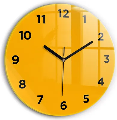 Produktbild von Wallfluent Wanduhr – Stilles Quarzuhrwerk - Uhr Dekoration Wohnzimmer Schlafzimmer Küche - Zifferblatt - schwarze Zeiger - 30 cm - Dunkelgelb