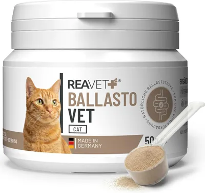 Produktbild von REAVET BallastoVET für Katzen 50g - schnelle Unterstützung bei Verstopfungen, bei akuten & chronischen Verstopfungen & festem KOT, Verdauungshilfe, schnelle Hilfe bei Darmträgheit…