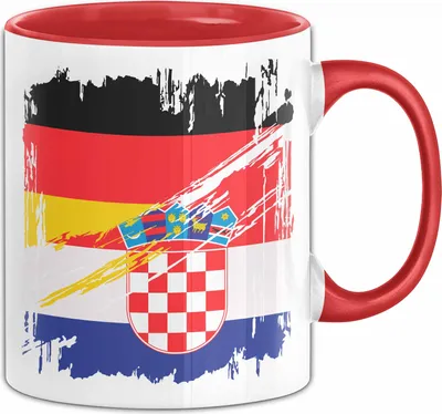 Produktbild von Kroatien Deutschland Flagge Halb Deutscher Halb Kroate Fußball Germany 2024 Europa Croatia (Rot)