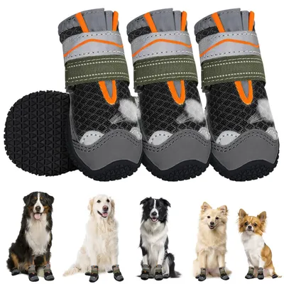 Immagine prodotto di Scarpe per cani - Traspiranti - Antiscivolo - Riflettenti - 4 pezzi - Taglie 0-8