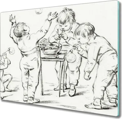 Produktbild von Coloray Schneidebrett Herdabdeckplatte 60x52 cm Kochplattenabdeckung Küchenbrett Hackbrett - Menschen Kinder Jungen