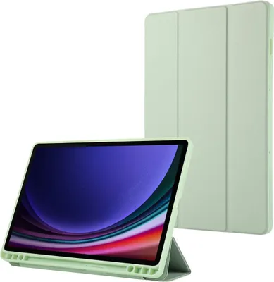 Produktbild von Schutz Tablet Hülle für Samsung Galaxy Tab S9 3-Fold Klapp Tasche Cover Case, Farbe:Grün