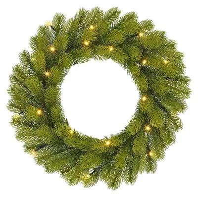 Zdjęcie produktu dla Wieniec świąteczny Black Box Trees Nagoya z oświetleniem LED - H12 x Ø45 cm - Zielony