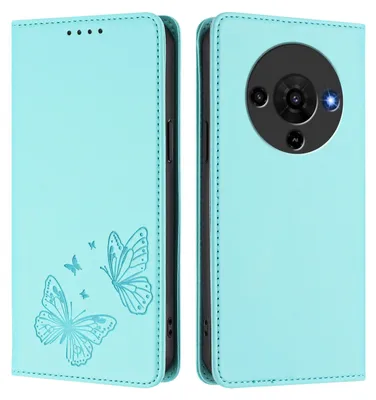Image de Étui en cuir pour ZTE Blade A76 5G, motif papillon, étui portefeuille à rabat avec support, vert menthe