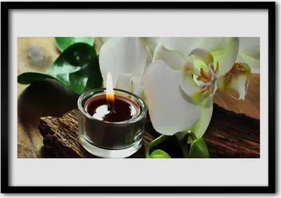 Produktbild von Bild 100x70 MDF-Rahmen Wandkunst Orchid Kerze Spa