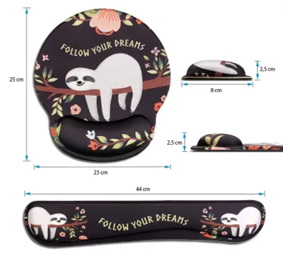 Image de Tapis de souris avec repose-poignet, design ergonomique, couleur noire, pour le travail