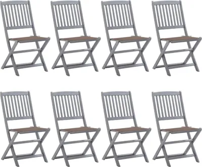 Image de Chaises pliables d'extérieur lot de 8 et coussins Bois d'acacia