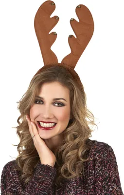 Produktbild von Rentier-Haarreif mit Glöckchen Geweih Weihnachts-Accessoire braun-gold -