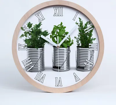 Produktbild von Holzuhr 30fi cm wanduhr - weiße Spitzen - aromatische Pflanzen