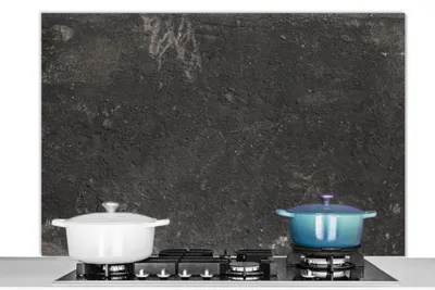 Produktbild von KitchenYeah®  Spritzschutz Küche - Küchenrückwand - Wandschutz für Herd und Spüle - Beton - Wand - Schwarz - Vintage - Industriell 120x80 - Alu-Dibond (Alternative zum Spritzschutz aus Glas) - Hitzebe