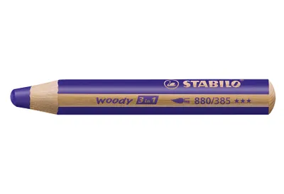 A single purple colored pencil on a white background.