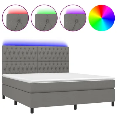 Produktbild von Boxspringbett mit Matratze & LED Dunkelgrau 180x200 cm Stoff