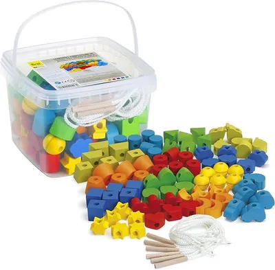 Imagen del producto de 42518 Juego educativo de cuentas de madera para ensartar, para niños