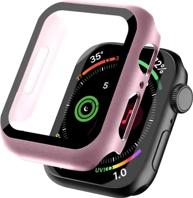 Produktbild von 360 Grad Smartwatch Hülle für Apple Watch Series 7 / 8 / 9 41 mm mit Displayschutz Case Watch Cover Bumper Rundum Schutzhülle Uhr Bildschirmschutz Rosegold