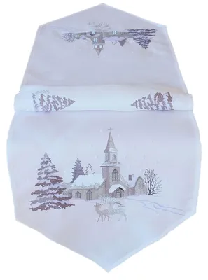 Produktbild von Tischwäsche mit Stickerei Weihnachtsdorf 40 x 175 cm
